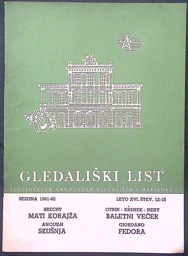 Gledališki list (SNG v Mariboru), sezona 1961-62, leto XVI. št. 11-15